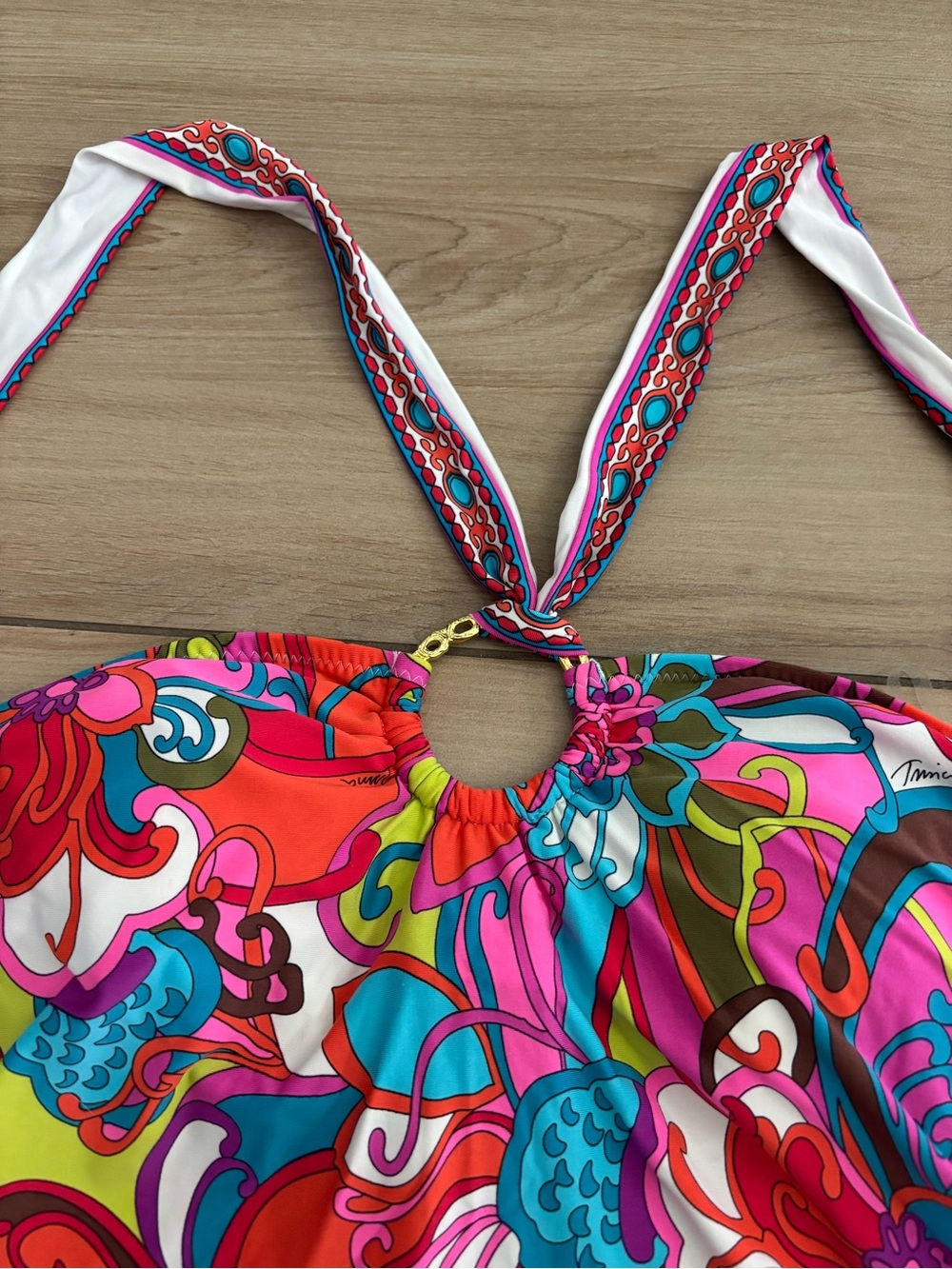Trina Turk Fiji Flowers halter tankini top only - Picture 5 of 7